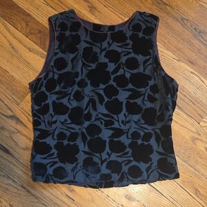 Banana Republic Black Floral Velvet Tank Top